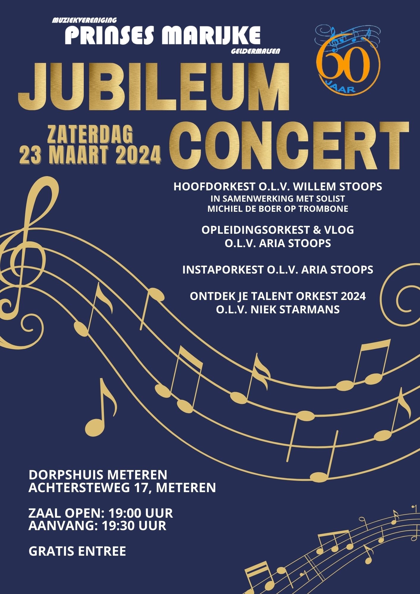 Poster jubileum voorjaarsconcer 2024